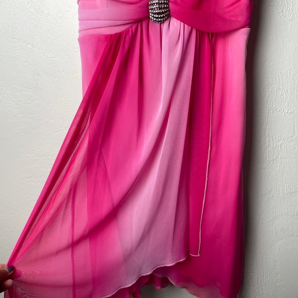 La Belle Pink Multi Layer Flared Formal Dress - Picture 6 of 9